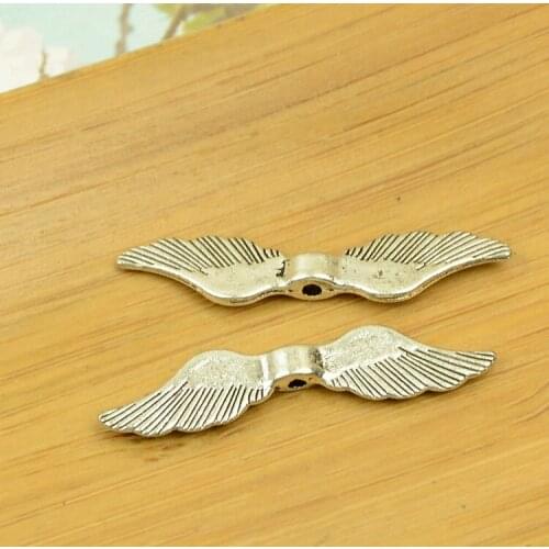 Free shipping 10pcs 8*35mm antique silver Fly bird angel wings charms pendant diy retro jewelry accessories
