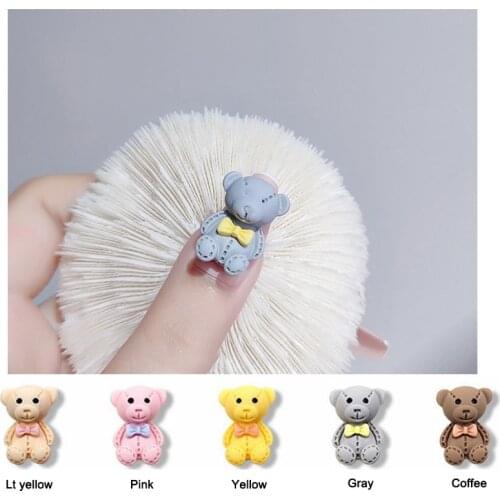 30pcs large nail art accessories flat resin cartoon bear 13x18mm 5 colors cute 3D nail art DIY decoration 2020 new