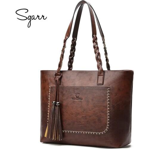 SGARR Brand Women Soft PU Leather Handbags Fashion Large Capacity Ladies Totes Bags Luxury Designer Female Tassel Shoulder Bag