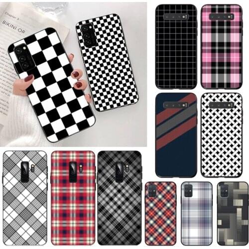 Black and White Plaid Coque Shell Phone Case for Samsung S20 plus Ultra S6 S7 edge S8 S9 plus S10 5G lite 2020