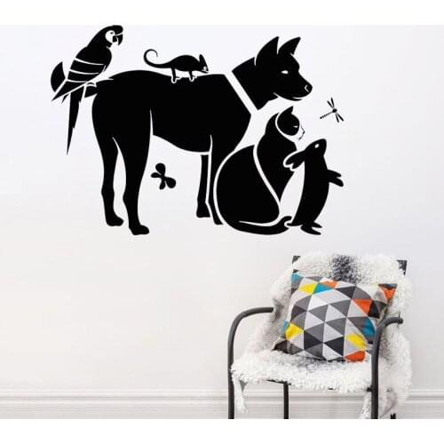 Zoo Wall Decal Cat Dog Rabbit Birds Pets Shop Animal Veterinary Clinic Kids Room Nursery Interior Decor Vinyl Wall Sticker
