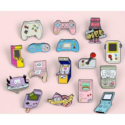 Retro Arcade Game Enamel Pins Collections Cartoon 90s Gamepad Jewelry Brooches Denim Shirt Collar Badge Lapel pin Friends Gifts