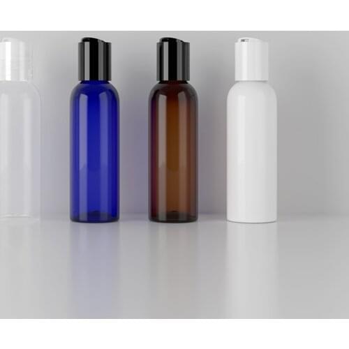 60ML X 100 Brown White Clear Plastic Bottles With Disc Top Cap,Empty Shampoo Container Shower Gel Body Lotion Packaging Bottles