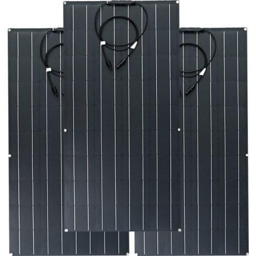 Flexible Solar Panel 300W=3pcs 100W 32PCS 3.3W Monocrystal Solar Cell 22% Charging Efficiency 24V Battery Charge