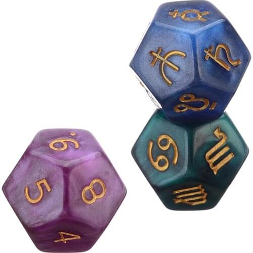 3Pcs 12 Sides Dices Resin Dice Games Tweezers Astrology Tarot Card Constellation Divination Dice Colorful Game Accessories