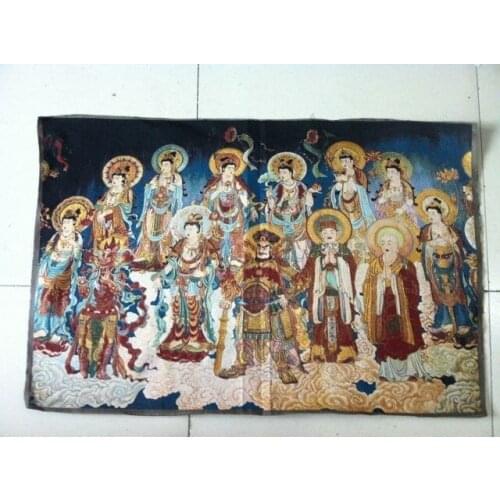 Exquisite China Tibet Golden Silk Exorcism Embroidery Thangka - Bodhisattvas and the Buddhas