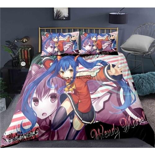 Fairy Tail Print 3D Digital Bedding Set Cartoon Duvet Cover Sets Japanese Comics Quilt Comforter Covers Twin Queen King Size