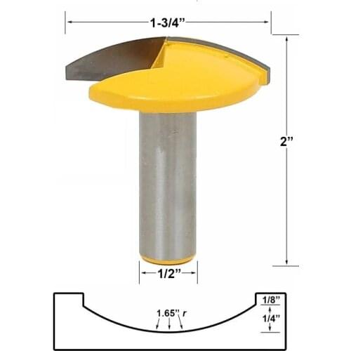 1pc 12mm 1/2" Shank 1-3/4" Wide Small Bowl Router Bit 1.65" Radius Concave Radius Milling Cutters Wood Work Crown MC03037