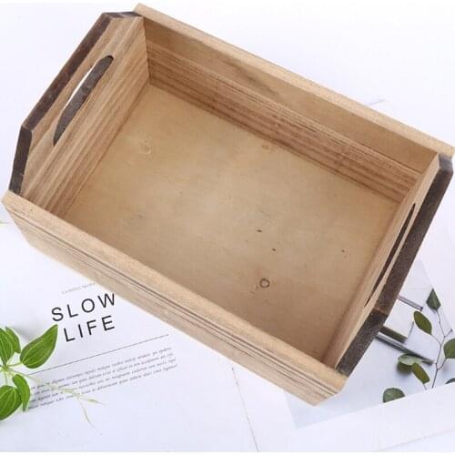 Creative Rectangular Wooden Desktop Storage Basket Desk Sundries Organizer Box Home Table Decor