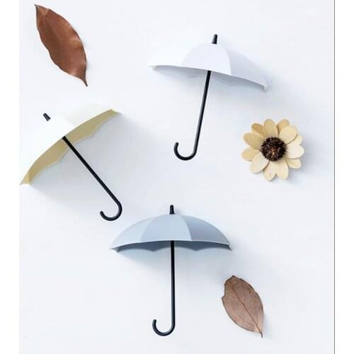 3pcs Creative Umbrella Shaped Storage Hooks Punch-free Door Living Room Bathroom Kitchen Holder Wall Hook Keys Hanger Home Decor