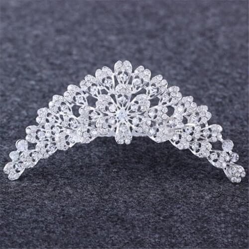Fashion Bride Top Crystal Crown Wedding Hair Accessories High Quality Flower Tiara Crown Hair Comb Girls Hair Jewelry