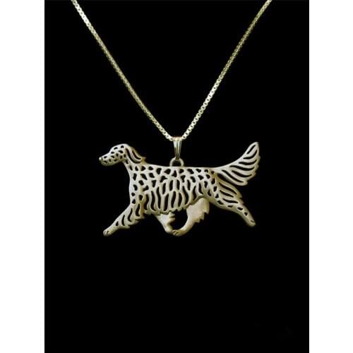 Trendy personalized English Setter pendant necklace women gold silver plated statement necklace men cs go collares