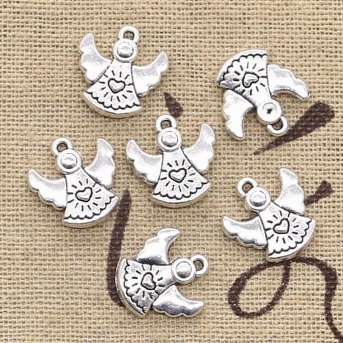 20pcs Charms Lovely Pray Angel 14x13mm Antique Silver Color Pendants DIYCrafts Making Findings Handmade Tibetan Jewelry