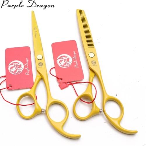 6" JP Stainless Purple Dragon Yellow Professional Hair Scissors Flat Shears Thinning Scissors Salon Hairdressers Scissors Z1023