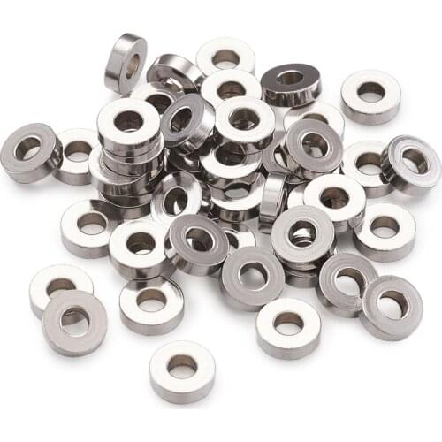 304 Stainless Steel Bead Spacers, Flat Round, Stainless Steel Color, 7x2mm, Hole: 2.7mm