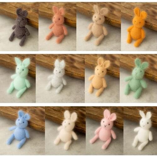 D0AF Newborn Photography Props Bunny Doll Knitted Cute Animal Rabbit Baby Fotografia Accessory