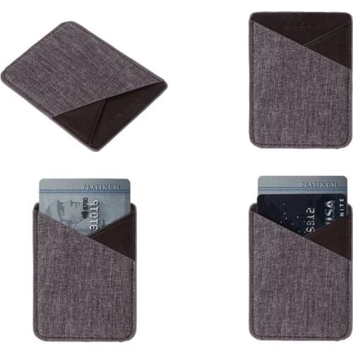 Slim Canvas Mobile Phone Wallet Credit ID Card Holder Adhesive Pocket Sticker 20CA