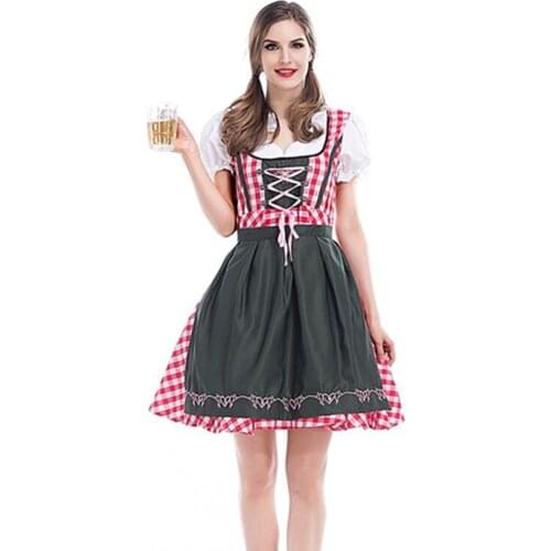 Traditional Oktoberfest Costume German Bavarian Dirndl Dress Parade Tavern Beer Waitress Beer Girl Outfit Cosplay Party Dress