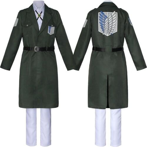 Attack on Titan Cosplay Levi Costume Shingek No Kyojin Scouting Legion Soldier Coat Trench Jacket Uniform Men Halloween Outfit