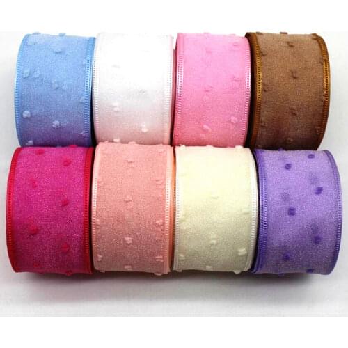 New 40mm 10y / 20y tulle ribbon DIY handmade material gift wrap with polka dots bow double Bud silk double