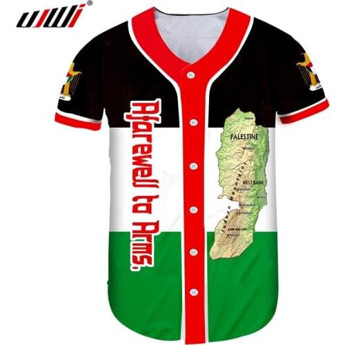 UJWI Mens Clothing Free Palestine Baseball Jersey Shirt 3D Palestina Map Peace National Flag Oversized T-shirt 5XL Arms Israel
