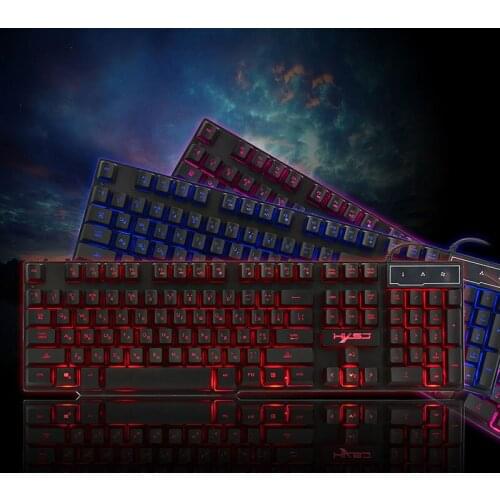 R8 USB Wired Gaming Keyboard Floating LED 3 color Backlit Keyboard with Similar Mechanical Feel