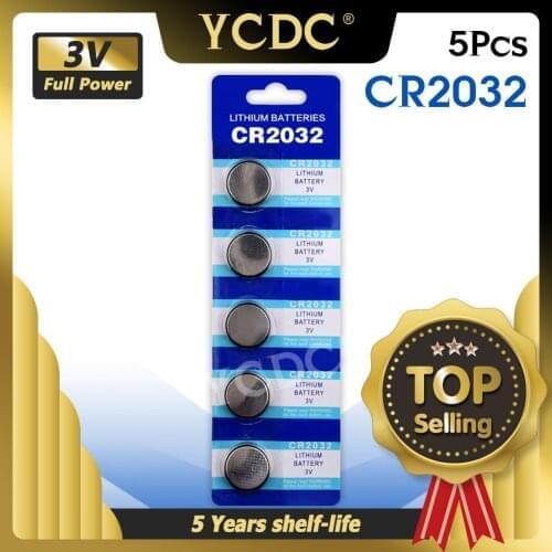 YCDC 5Pcs/card Coin Cells Bateria CR2032 3V Lithium Button Battery BR2032 DL2032 ECR2032 CR 2032 Lithium Batteries Main Board