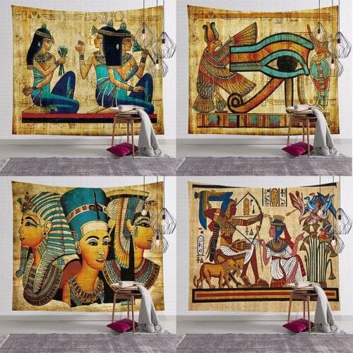 Yellow Ancient Egypt Tapestry Wall Hanging Old Culture Printed Hippie Egyptian Tapestries Wall Cloth Home Decor Vintage Tapestry