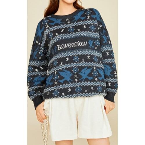 2021 Spring Autumn School Style Sweater Women Embroidery Collision Color Knitting Pullover Round Neck Loose Striped Top Sweater