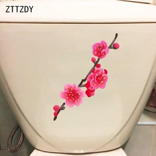 ZTTZDY 7*22.5CM Cartoon Red Plum Blossom Fashion Toilet Sticker Home Rooms Wall Decal T2-0269