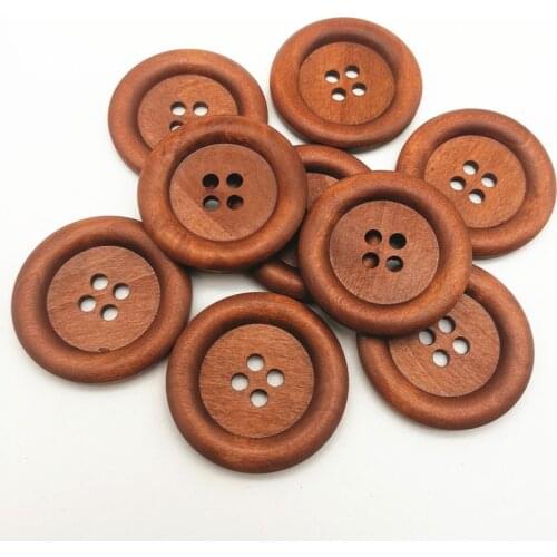 100pcs 40mm Large Wood Brown Buttons 4 Holes Sewing DIY Crafts Embellishments Cardmaking Scrapbooking Bag Decorations