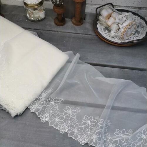 2 Meters Ivory Color Flower Embroidered Lace Fabric Trim Ribbons DIY Sewing Handmade Materials