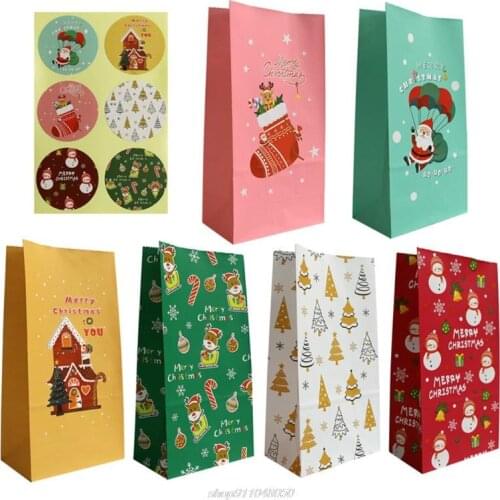 24pcs Christmas Goody Bags Holiday Treat Bag Candy Gift Paper Bags with Seal Sticker for Classrooms Xmas Party AG16 21 Dropship