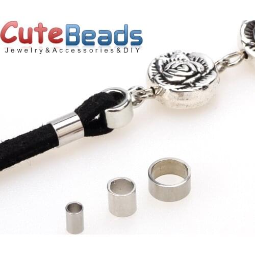 AAA quality 2mm/3mm/5mm 48/lot pcs stainless steel Position Tube Spacer seed Beads chain end bead DIY necklace making jewelry