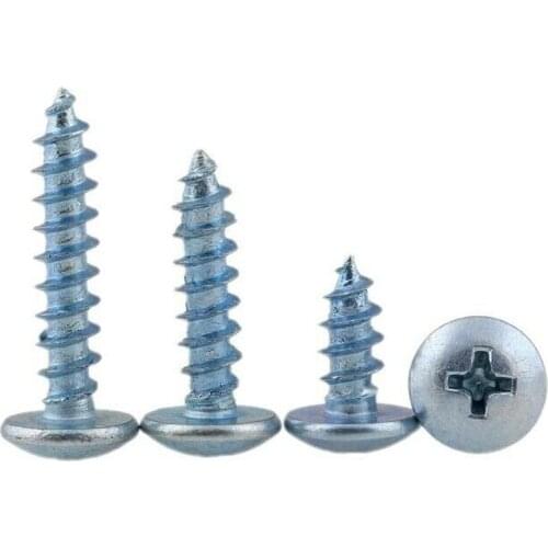 50PCS M4M5 carbon steel galvanized cross big flat head self-tapping screws