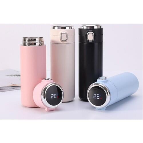 500ml Stainless Steel Water Bottle Smart Temperature Display Flask Bottle Thermal Mug Coffee Cup Leakproof Intelligent Thermos