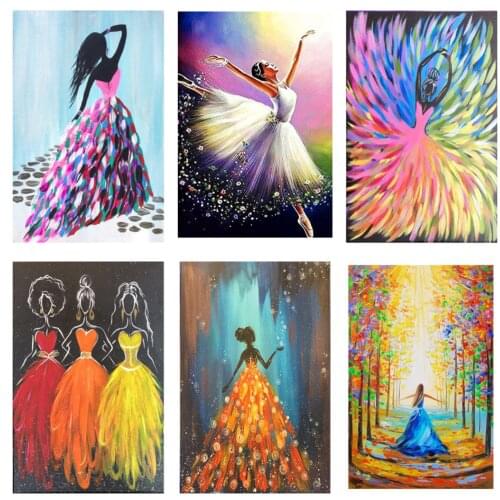 5D DIY Diamond Painting Cartoon Girl In Dress Full Round Diamond Embroidery Mosaic Sexy Woman Portrait Home Wall Art Decoration