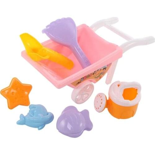 7pcs Beach Sand Toy Trolley with Net Bag Toys for Children Summer Beach Play Sand Water Game Tools Early Education Toys Gifts