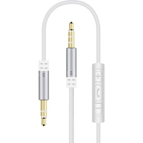 3.5mm Jack Audio Cable Headphone Cord Cable with Microphone Volume Control 1.2m Male to Male Gold Plated Aux Cable