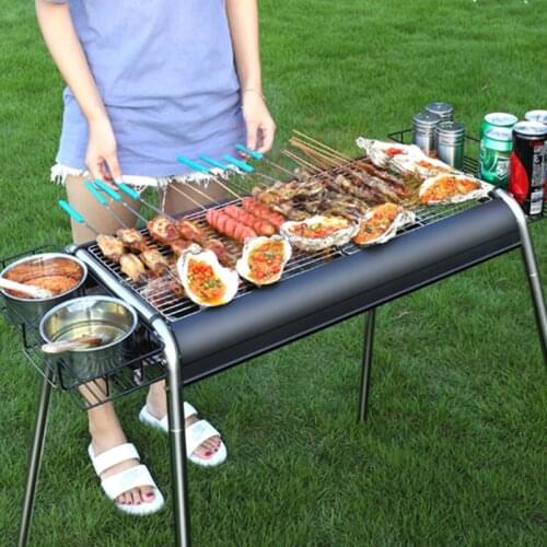 BBQ Grill Outdoors Home Portable Barbecue Charcoal Grill Stand Camping Picnic Travel Cooking Tools Roast Meat Grill Frying Pan