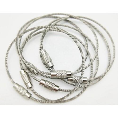 Stainless Steel 5/10/15Pcs EDC Keychain Carabiner Key Holder Wire Keyrings Cable Rope Screw Locking Key Chain Outdoor Tools