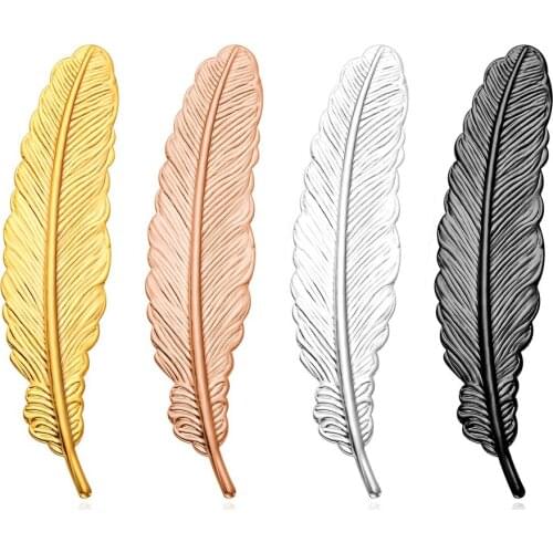 Kpop 4 Colors Feather Shape Brooches For Women Men Jewelry yellow Gold/Silver/Black Color Brooch Jewelry Fashion Wholesale YB327