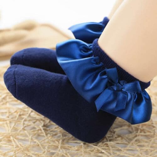 Baby pure color socks female toddler princess socks cotton new silk lace pricess girl party wedding socks infant