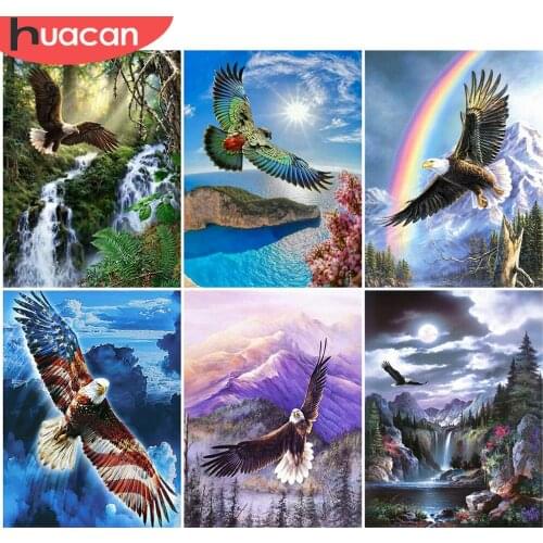 HUACAN Diamond Painting Eagle Full Square Drill 5D DIY Diamond Embroidery Animal Cross Stitch Picture Of Rhinestone Home Decor