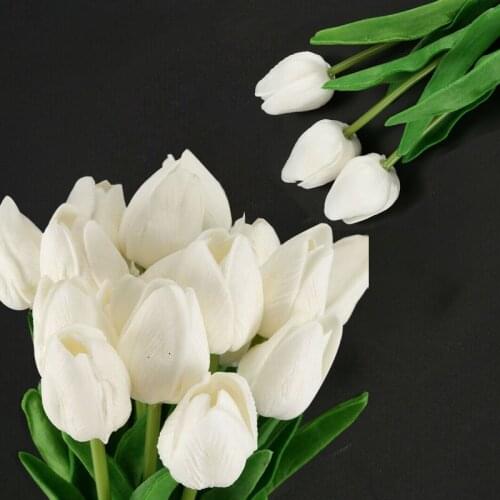 20x simulation tulip flower artificial Latex White Tulip Bouquet Fake 35cm wedding home furnishings decoration props