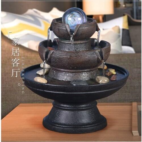Chinese Style Water Fountain Feng Shui Ball With Led Light Home Office Decoration Desktop Furnishings Ornaments Gifts