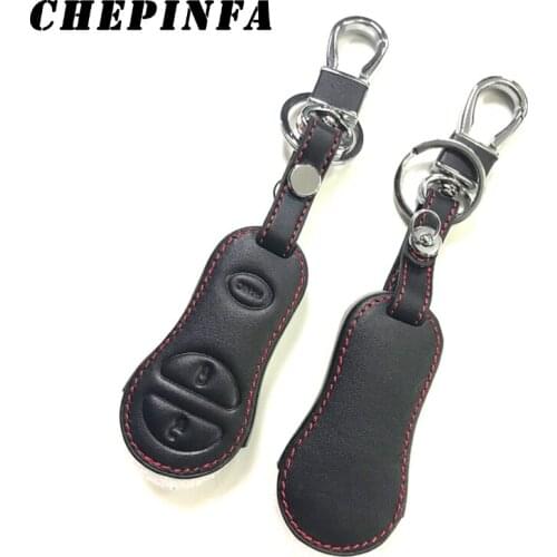 CHEPINFA Leather Car Key Cover Case Shell For Chrysler Voyager PT Cruiser For Dodge Ram Dakota Durango For Jeep Cherokee