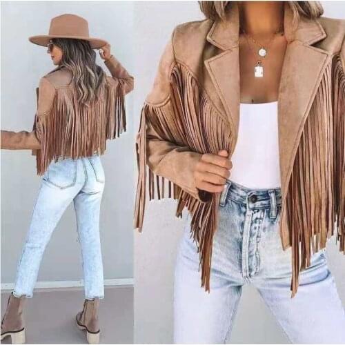 2021 Autumn Fringed Bomber Jacket Women Spring Fashion Long Sleeve Turn-down Collar Open Stitch Slim Pink Jackets Streetwear
