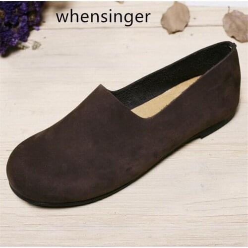 NEW flat shoes women Genuine Leather Slip On Round Toe Soft bottom Sewing thread drive Ladies Loafers 2019 women shoes