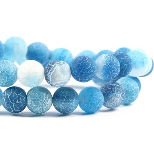 Natural Stone 6/8/10mm Frosted Light Blue Agates dull matte Round Loose Beads for jewelry Making Bracelet handicrafts material